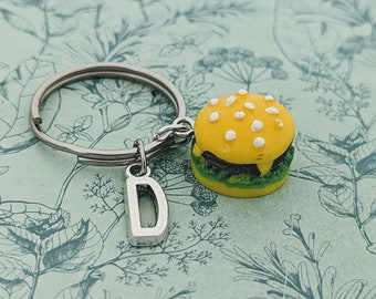 Burger keychain, burger lover gifts, fast food lovers, food keychain, best friend gifts, gifts for friends, chef gifts, novelty keychain,