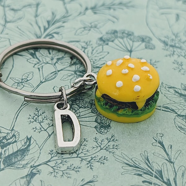 Porte-clés hamburger, cadeaux pour amateurs de hamburgers, amateurs de restauration rapide, porte-clés nourriture, cadeaux meilleurs amis, cadeaux pour amis, cadeaux de chef, porte-clés fantaisie,