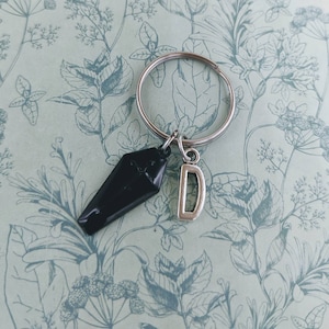 Coffin keyring, gothic keychain, gothic gifts, gothic keyring, Halloween lover gifts, Halloween keyring, bag charm, initial keyring,