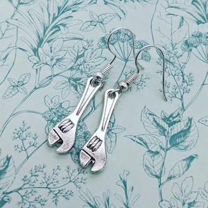 Wrench earrings, novelty earrings, quirky earrings, gifts for her, handyman gifts, stocking fillers, charm earrings, sister gifts, bff gifts