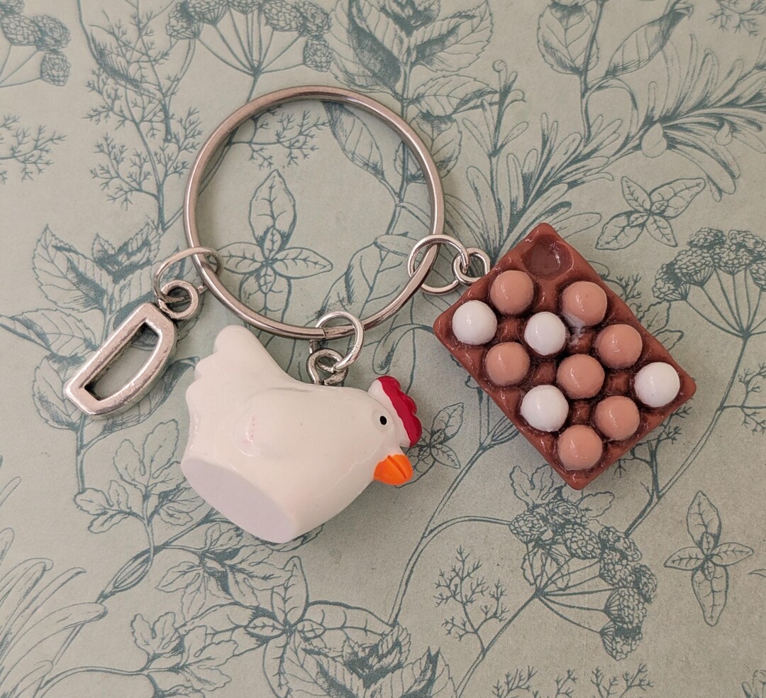 Cute Chicken Style Keyring, Chicken Farmer Gifts, Farmer Themed Keyring ...