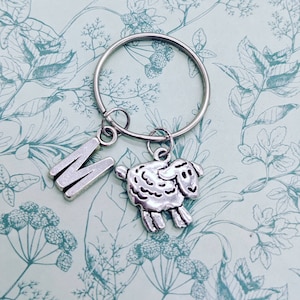 Sheep keyring, sheep lover gifts, initial keychain, farmer gifts, farming keyring, sister gifts, bff gifts, animal lover gifts, bag charm