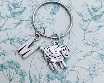 Sheep keyring, sheep lover gifts, initial keychain, farmer gifts, farming keyring, sister gifts, bff gifts, animal lover gifts, bag charm