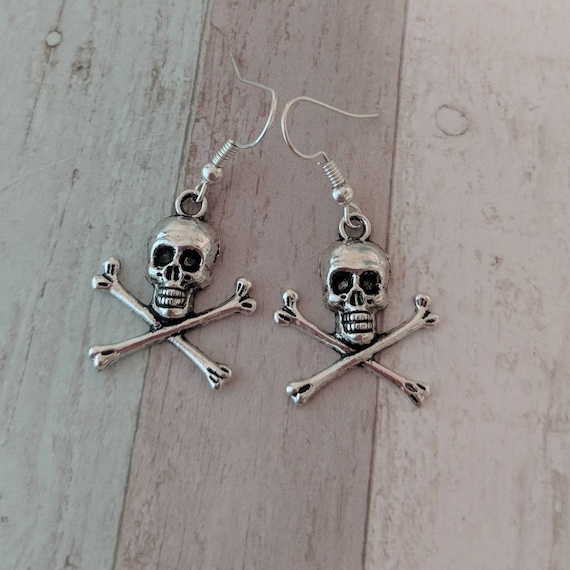 Skull Earrings Skull Jewelry Charm Earrings Pirate - Etsy