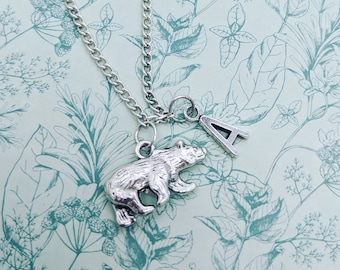 Bear necklace, bear jewelry, bear lover gifts, animal necklace, animal jewellery, sister gifts, animal lover gifts, bff gifts, initial gifts