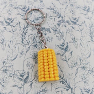 Corn on cob keychain, farmer keychain, food charm, foodie gifts, food inspired, novelty keychain, chef gifts, vegan gifts, caterer gift idea