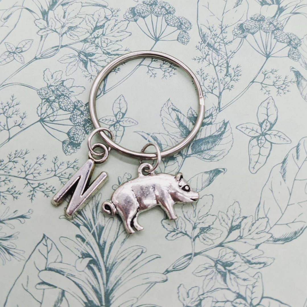 Pig Keyring, Pig Lover Gifts, Initial Keychain, Custom Pig Keyring, Pig ...
