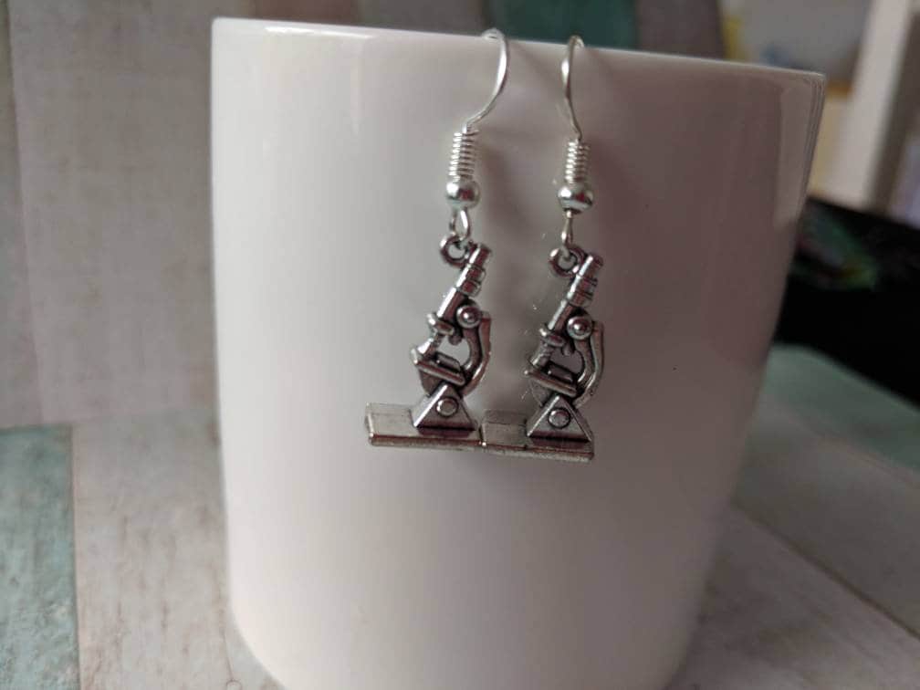 Microscope Earrings Science Earrings Nerd Earrings Science Etsy UK