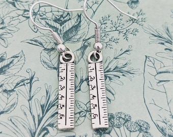 Ruler earrings, teacher gifts, stationery lover gifts, maths teacher gifts, teaching graduate, teaching assistant gifts, seamstresses gifts,