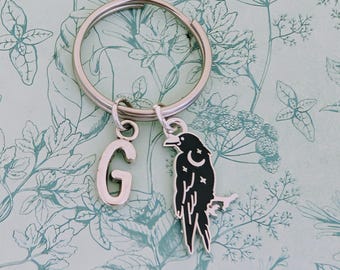 Black raven keyring, raven lover gifts, gothic raven, raven charms, raven gifts ideas, gothic raven bag accessories, gothic style gifts