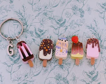 Eiscreme-Schlüsselanhänger, Eiscreme-Liebhaber-Geschenke, Eis am Stiel, Sommer-Ohrringe, Eis-Charme, geheime Weihnachtsgeschenke, Neuheit-Lebensmittelgeschenke,
