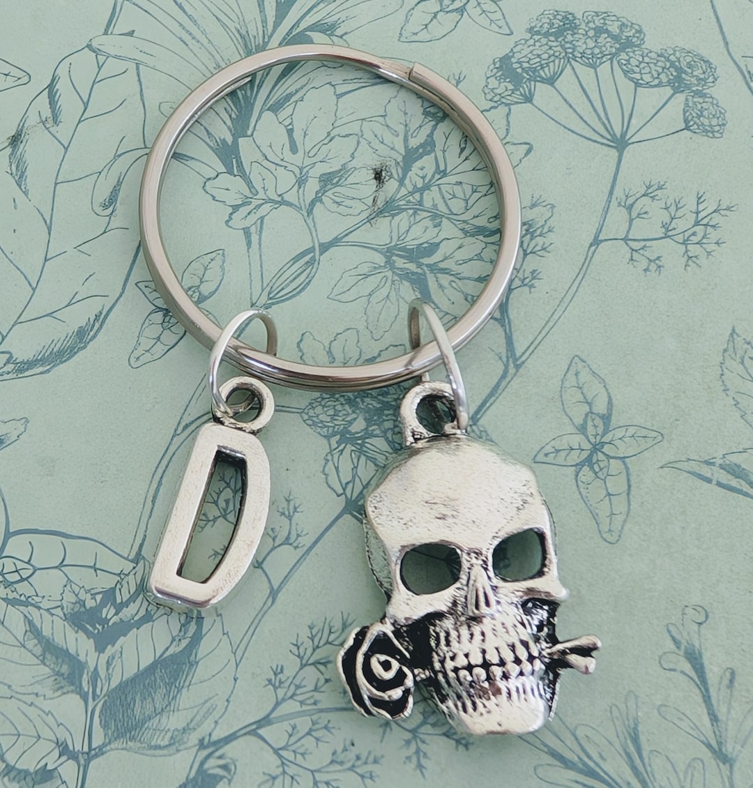 Skull With Rose Keyring, Skull Themed Accessories, Skull Collector ...