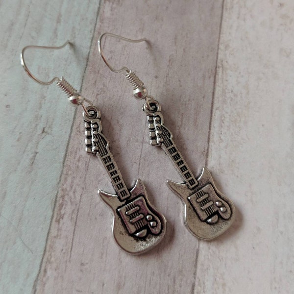 Guitar earrings, music earrings, teacher gifts, guitarist gifts, musician gifts, stocking filler, gifts for her, novelty earrings,