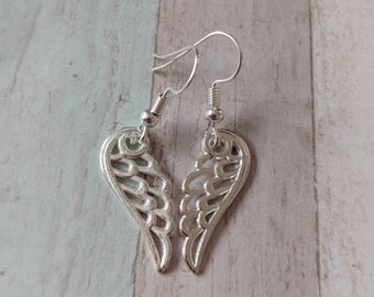 Angel wing earrings, angel jewelry, gifts for her, girl earrings, guardian angel gifts, guardian angel earrings, protection earrings