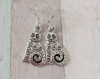 Cat earrings, cat jewellery, animal earrings, animal jewellery, cat lover gifts, kitty earrings, charm earrings, gifts for her, sister gifts