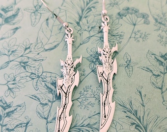 Katana fighting sword earrings, sword themed jewellery, medieval earrings, medieval jewellery, samurai sword, boyfriend gifts,