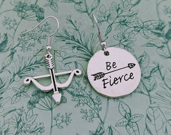 Motivational earrings, be fierce, inspirational earrings, mismatch earrings, arrow earrings, motivational gifts, inspirational gifts,