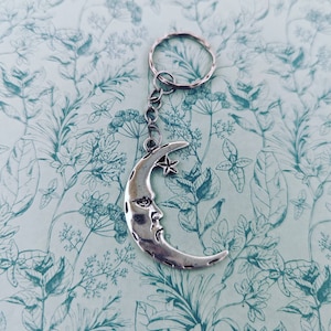 Moon keychain, moon lover gifts, moon Keyring, celestial Keychain, celestial themed, lunar moon gifts, witch inspired keychain, moon gifts, image 1
