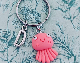 Octopus Keychain, pink octopus keyring charm, octopus lover gifts, octopus bag charm, aquarium lover gifts, octopus themed party favours,