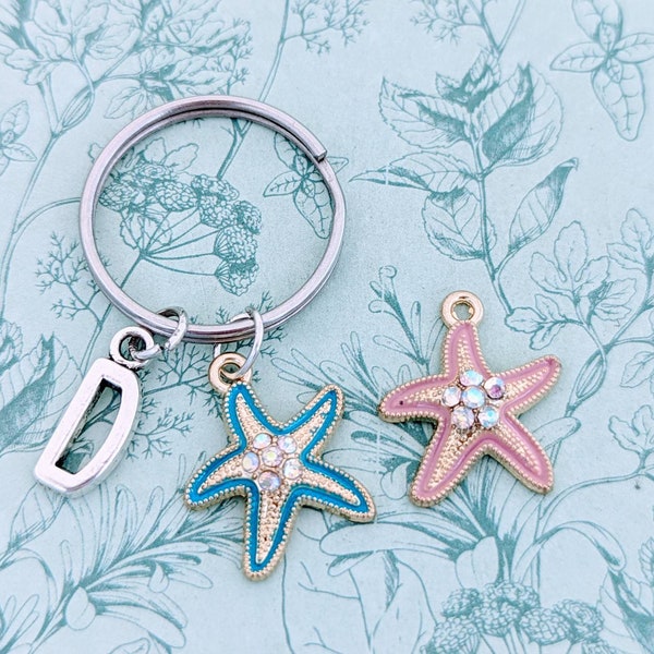 Starfish Keychain, starfish lover gifts, nautical themed, nautical Keyring, nautical inspired, beach Keyring, beach bag accessories,