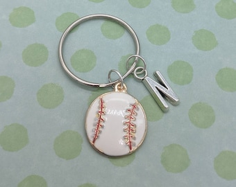 Llavero de béisbol, mamá de béisbol, papá de béisbol, llaveros personalizados, llavero inicial, regalos deportivos, regalo de béisbol, jugador de béisbol,