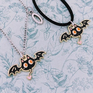 Collar con colgante de murciélago, regalos para amantes de los murciélagos, joyas de murciélagos, joyas de Halloween, regalos de Halloween, colgante de Halloween, collar de vampiro, temática de murciélago