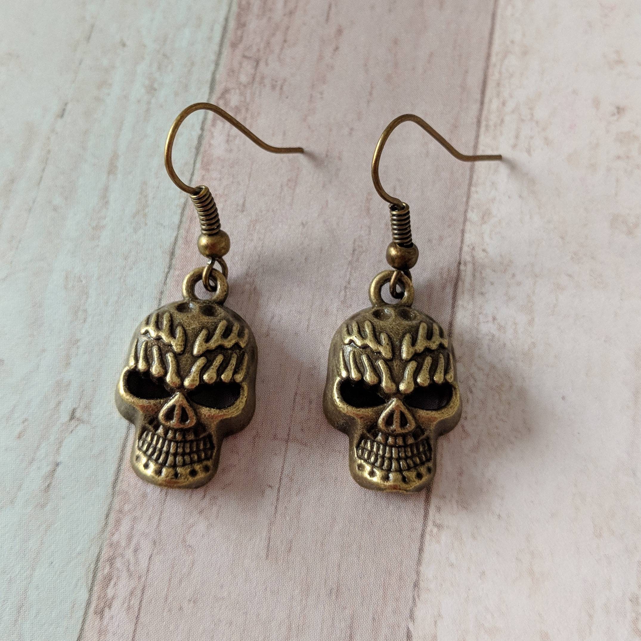 Skull Earrings Skull Jewellery Gothic Earrings Punk - Etsy UK