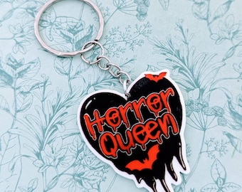 Llavero de reina de terror, regalos para amantes del terror, fanático de las películas de terror, encanto de la bolsa de Halloween, encanto de la bolsa de terror, llavero de Halloween, regalos de Halloween,