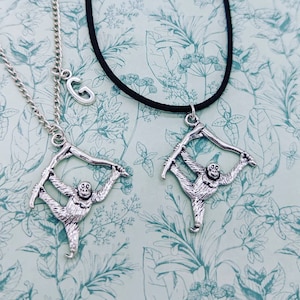 Collana scimmia, collana orango, gioielli scimmia, gioielli orango, ventaglio scimmia, regali per amanti delle scimmie, collana per amanti degli animali, regalo scimmia
