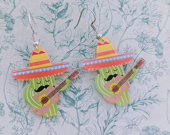 Cactus earrings, statement earrings, cactus jewelry, cactus lover gifts, plant earrings, novelty earrings, novelty jewellery, Mexican gifts