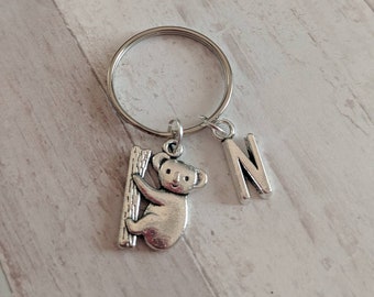 Koala keyring, koala gifts, personalised keyring, charm keyring, animal lover gifts, initial keyring, gifts for her, birthday gifts,