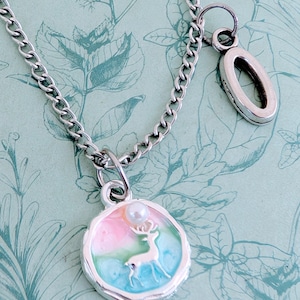 Winter deer necklace, deer lover gifts, stag chain necklace, stag lover gifts, Christmas style necklace, deer themed jewellery, deer charm