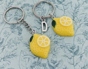 Lemon keychain, gifts for food lovers, lemon lover gifts, kawaii keyring, cute keychain gifts, lemon themed, novelty keychain, fun gifts
