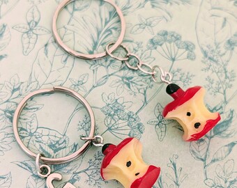 Apple fruit keyring, fruit lover gifts, quirky novelty keyrings, gifts for vegans, gifts for vegetable growers, gifts for gardeners, fruity