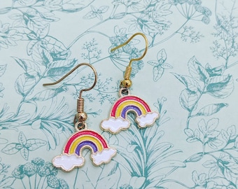 Regenbogen Ohrringe, Regenbogen Schmuck, lustige Ohrringe, kawaii Ohrringe, kawaii Schmuck, Regenbogen Stolz, Geschenke für sie, Neuheit Ohrringe,