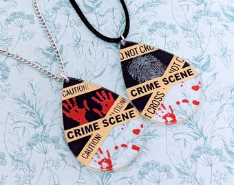 True crime necklace, horror necklace, horror movie lovers, true crime lovers, Halloween inspired gifts, true crime fans, murder mystery