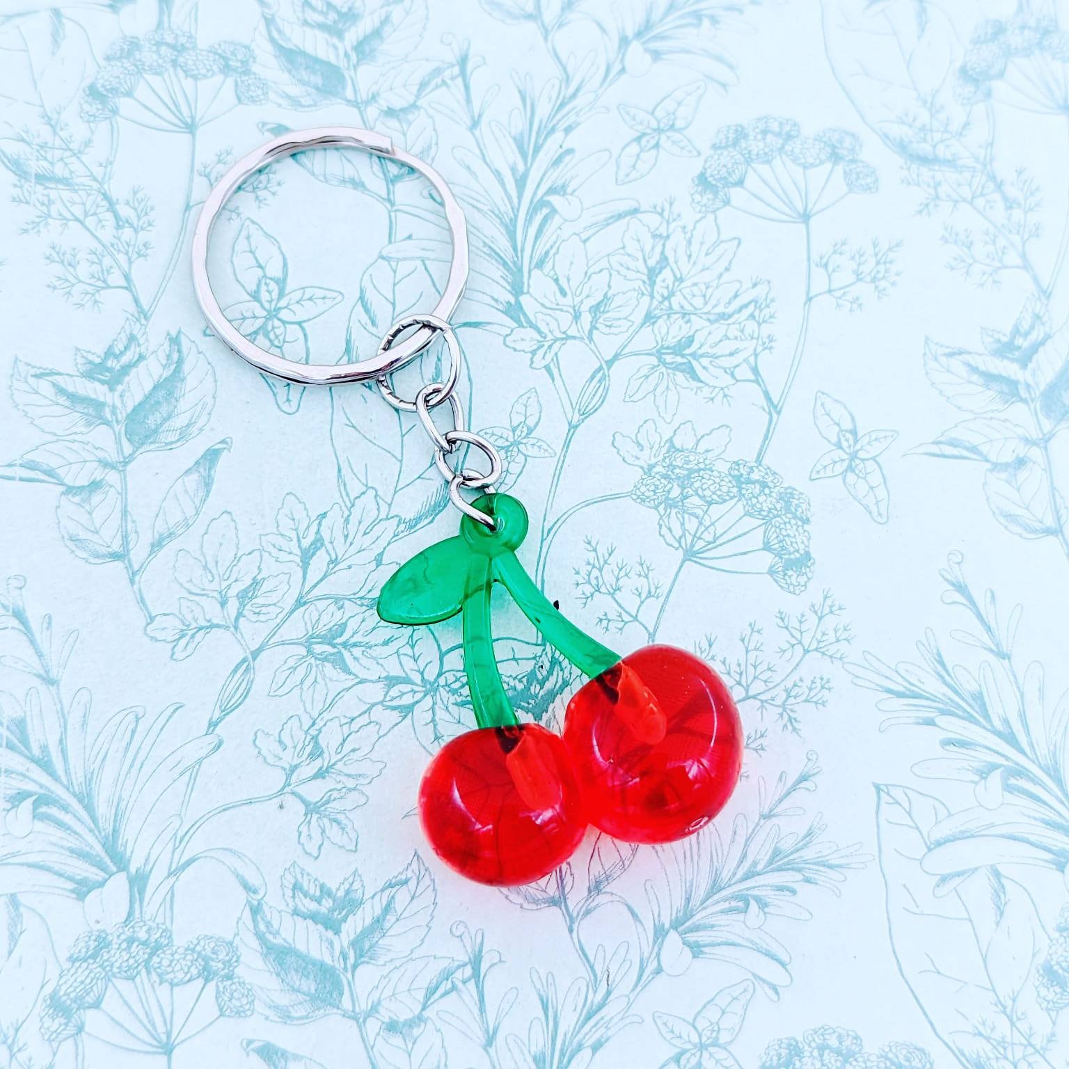 Schlüsselanhänger Erdbeer Frucht Obst rot silber Anhänger Keychain