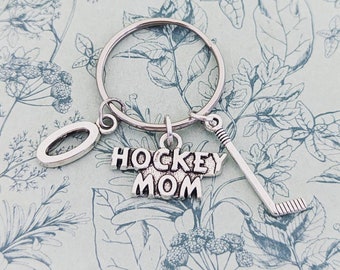 Hockey mom Keychain, hockey mom gifts, gifts for hockey players, hockey themed gifts, hockey inspired, sports inspired, hockey lover mom