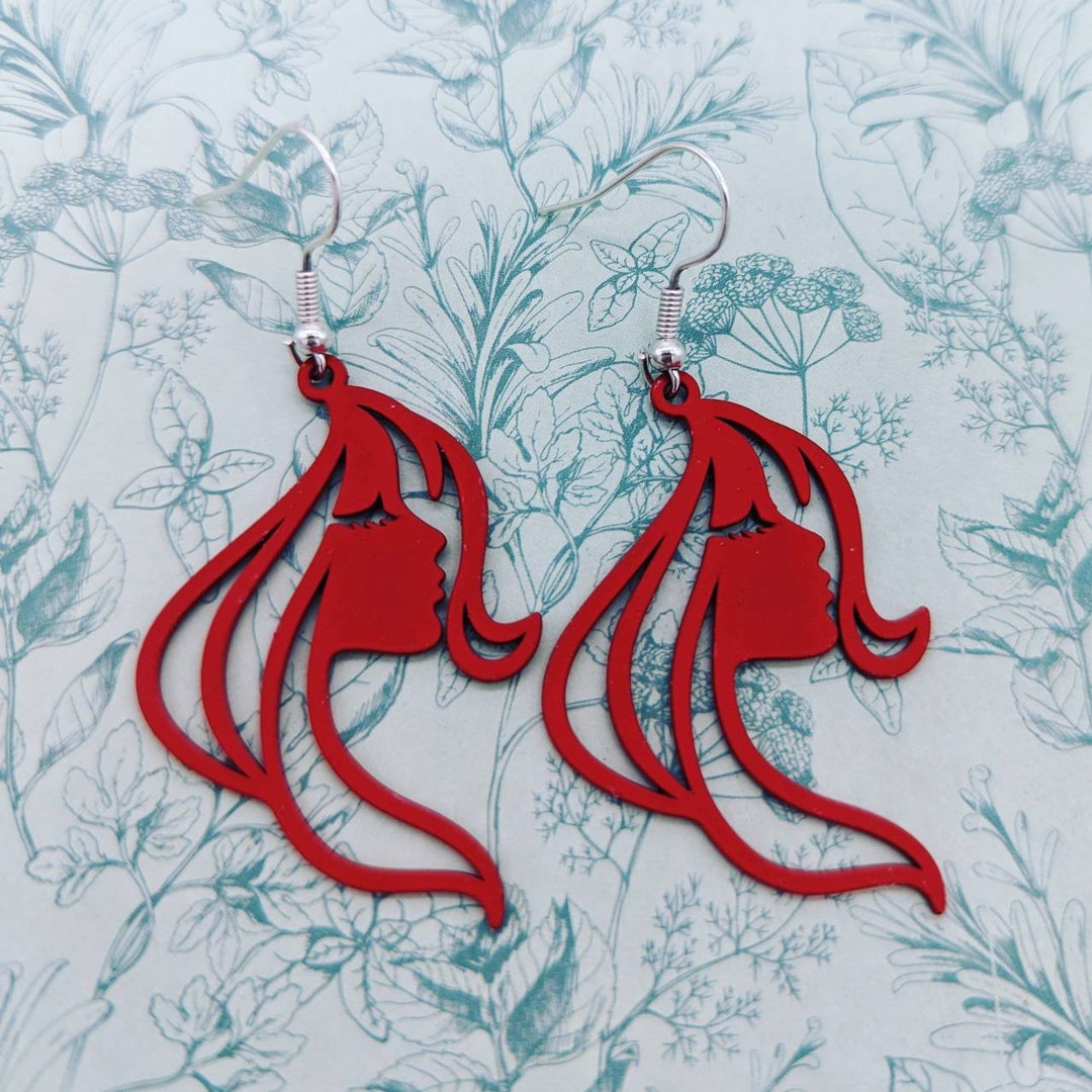 Face Silhouette Lady Earrings, Girl Earrings, Artist Gifts, Artist