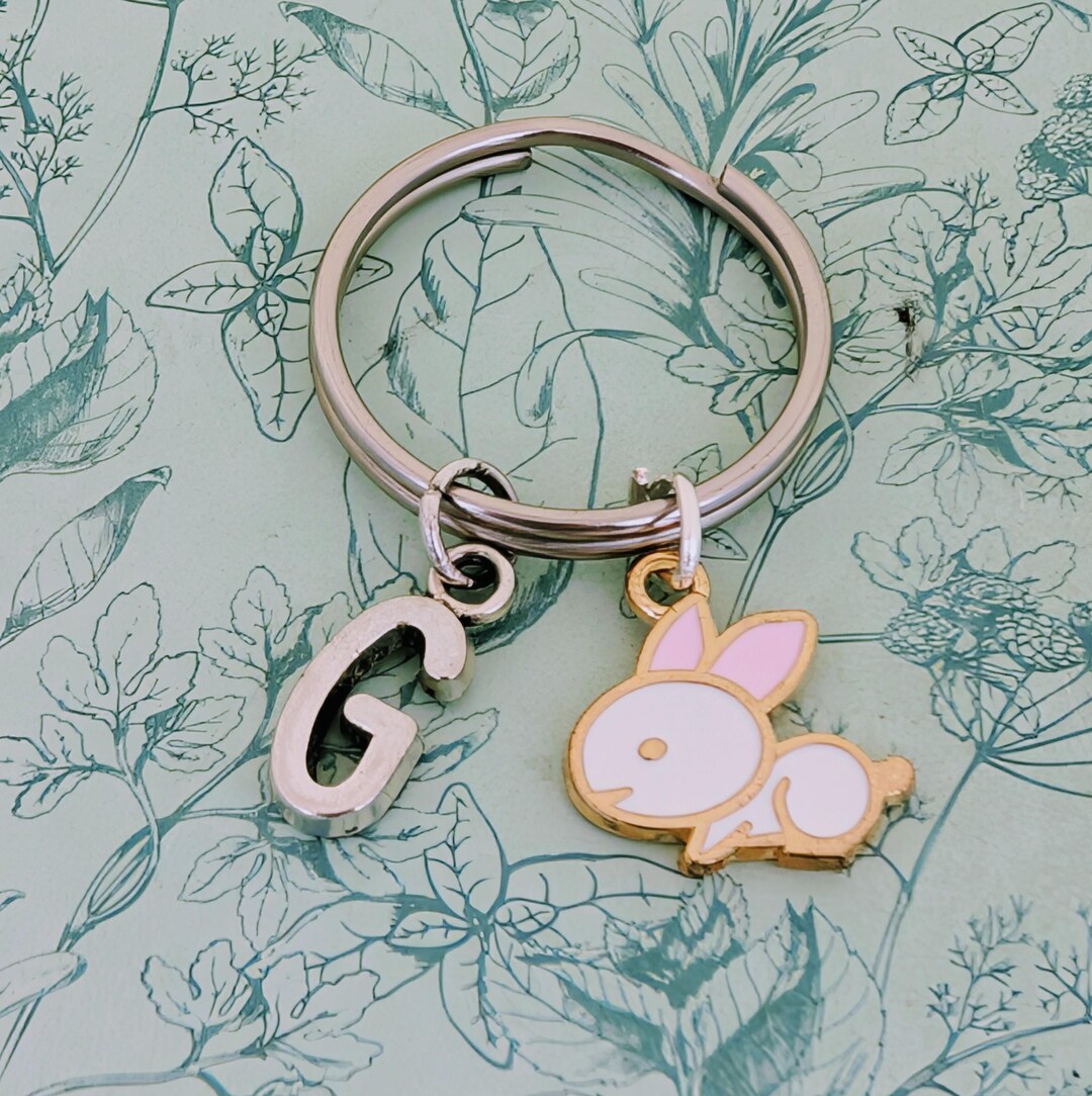Cute White Rabbit Keyring, Rabbit Lover Gifts, White Rabbit Owner Gifts ...