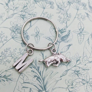 Pig keychain, pig lover gifts, wild boar keychain, wild boar lovers, bff gifts, personalized keychain, initial keychain, animal lover gifts,