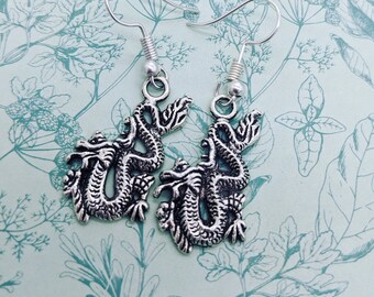 Dragon earrings, dragon jewelry, dragon lover gifts, charm earrings, bff gifts, sister gifts, fantasy jewelry, geek earrings, gift ideas