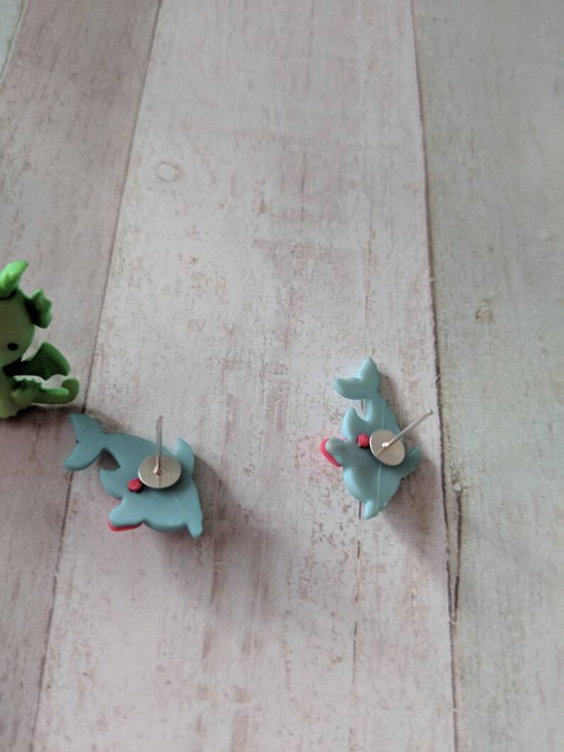 gifts for her cute earrings stud earrings Dragon earrings teen earrings fun earrings kawaii earrings kei jewelry dolphin earrings
