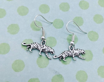 Tiger earrings, tiger jewelry, tiger lover gifts, animal earrings, charm earrings, animal jewellery, animal lover gifts, gifts for her
