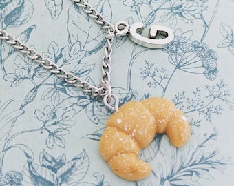 Collar de croissant, joyería de croissant, amantes del croissant, temática de croissant, regalos de panadero, regalos de jefe de pastelería, temática francesa, joyería de comida,