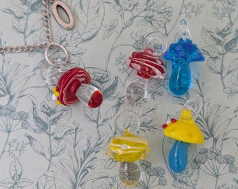 Colourful mushroom necklace, colourful mushroom jewellery, mushroom lover gifts, mushroom charms, mushroom fans, toadstool gifts,