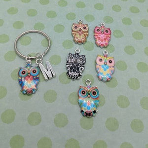 Owl keyring, stocking fillers, owl lover gifts, initial keyring, personalised gifts, bird watcher gifts, gifts for her, animal keyring,