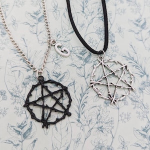 Pentagram pendant necklace, witch coven gifts, witchy gifts, pentagram necklace, pentagram themed, initial necklace, witch jewelry, bff gift