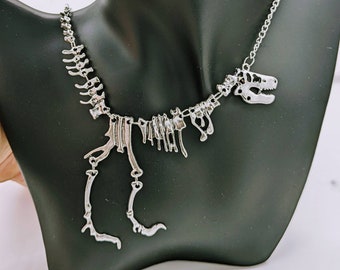 Dinosaur pendant necklace, t-rex necklace, t-rex jewelry, statement necklace, gothic necklace, gothic jewelry, tyrannosaurus necklace,