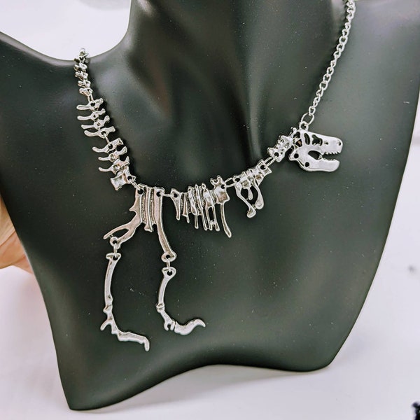 Dinosaur pendant necklace, t-rex necklace, t-rex jewelry, statement necklace, gothic necklace, gothic jewelry, tyrannosaurus necklace,